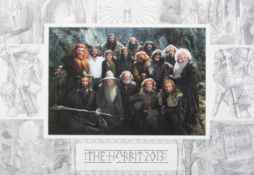 The Hobbit (2013) cast photograph with Peter Jackson. Framed and glazed.