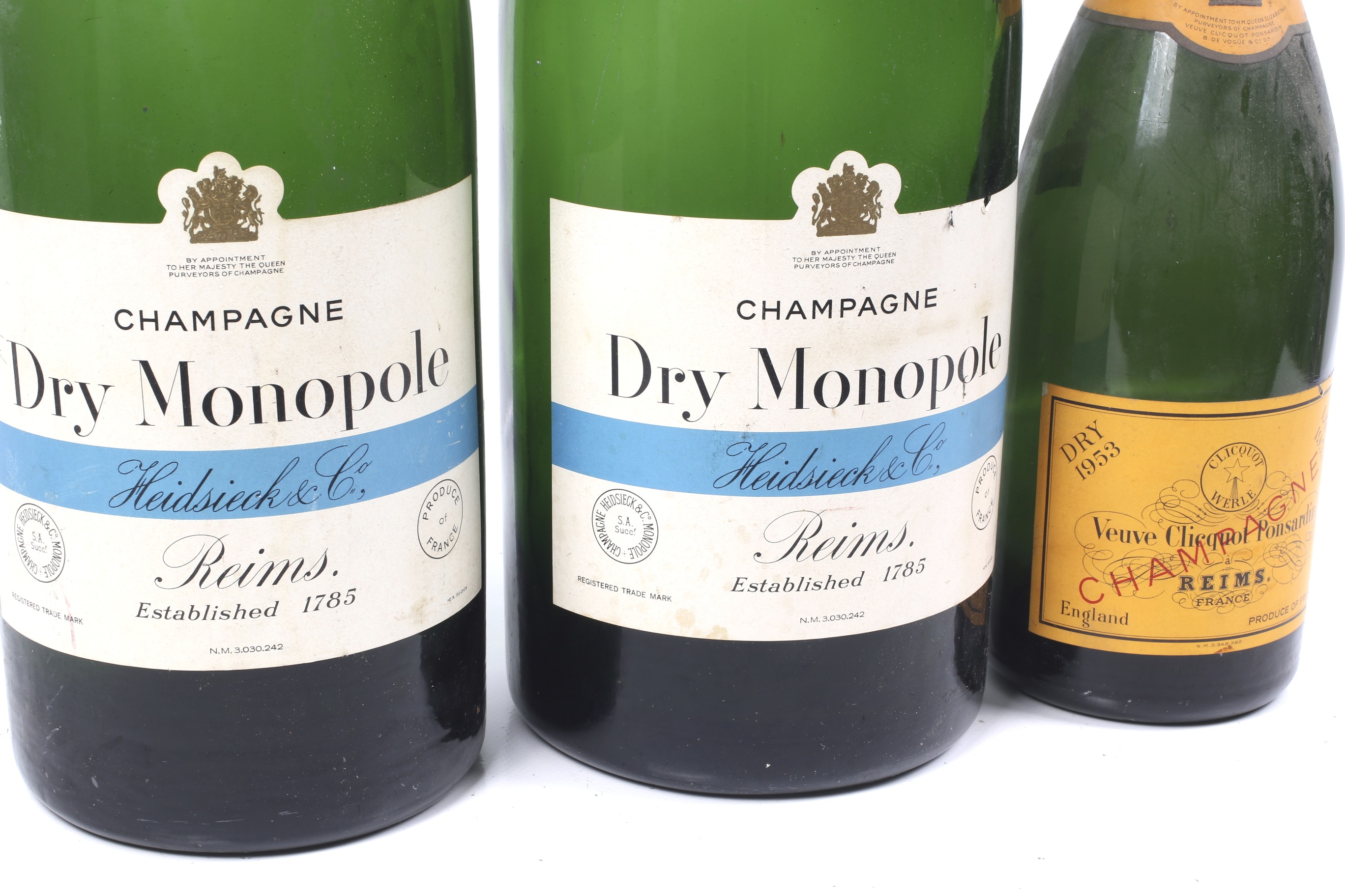 Three large empty bottles of vintage champagne. - Image 2 of 2