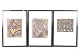 Three Noel Doyle Australian Aboriginal art design prints. Framed.