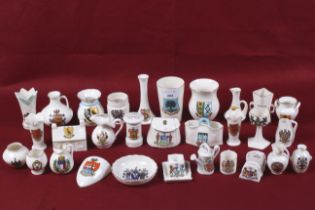 An assortment of vintage crested chinaware. By various makers including Goss, Max. H9.