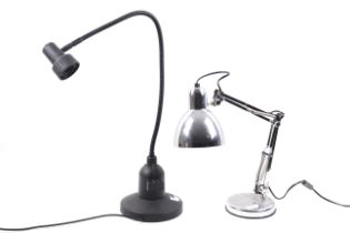 Two contemporary desk lights.