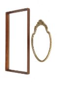 A mid-century rectangular teak framed wall mirror and one other. Max.