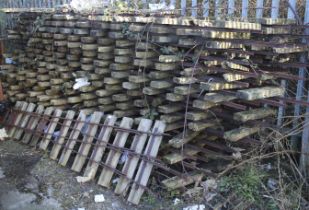 A collection of garden railway rails and sleepers. In four metre sections, gauge measures 18cm, 7".