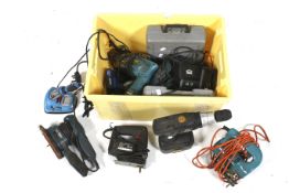 A quantity of assorted power tools. Including a cordless drill, jigsaw and sander, etc.