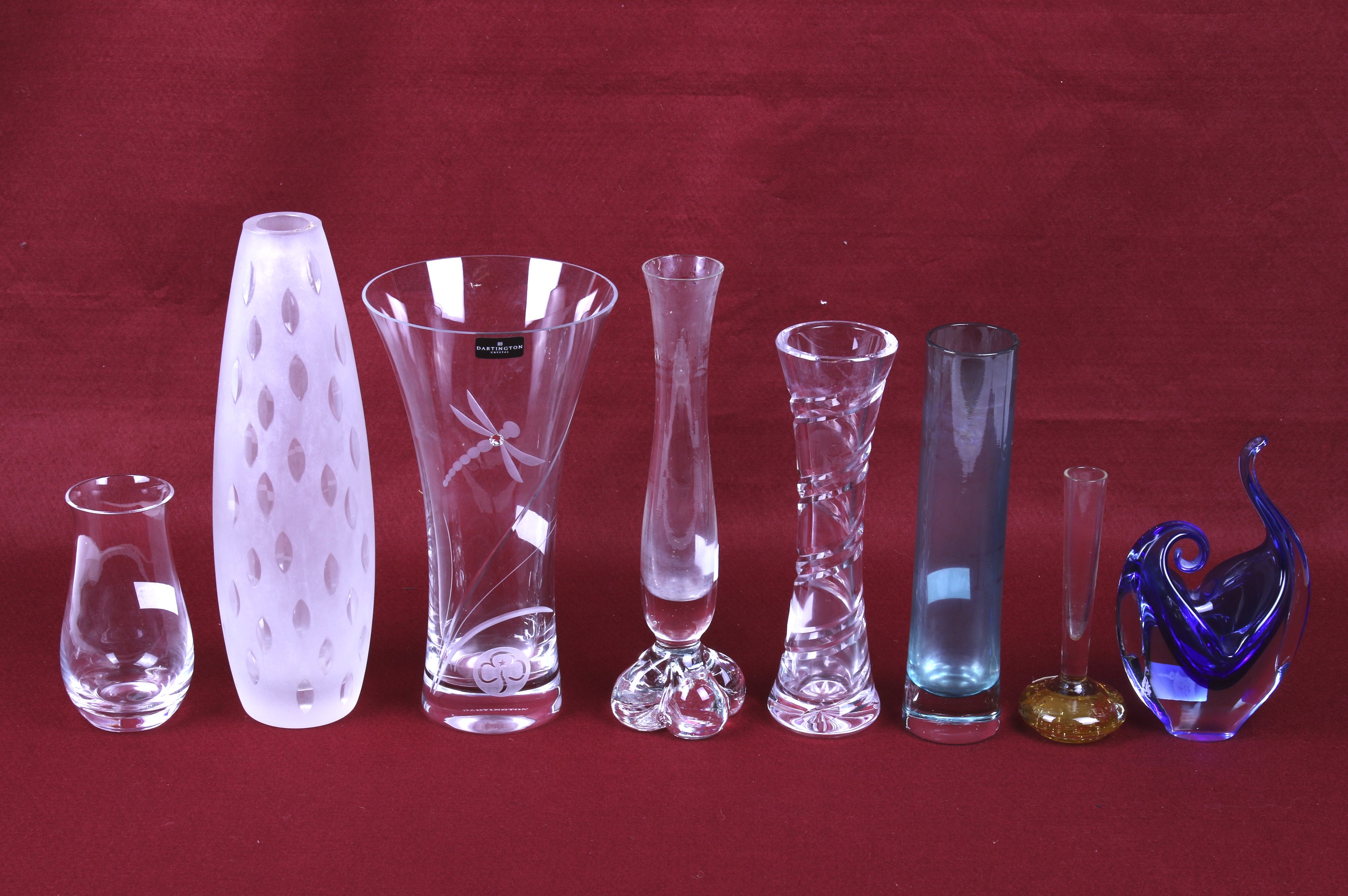 Eight pieces of mid-century and later glassware.