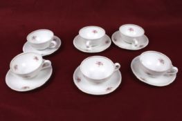 A Rhenania Duisdorf West German child's china tea set. Consisting of six cups and saucers.