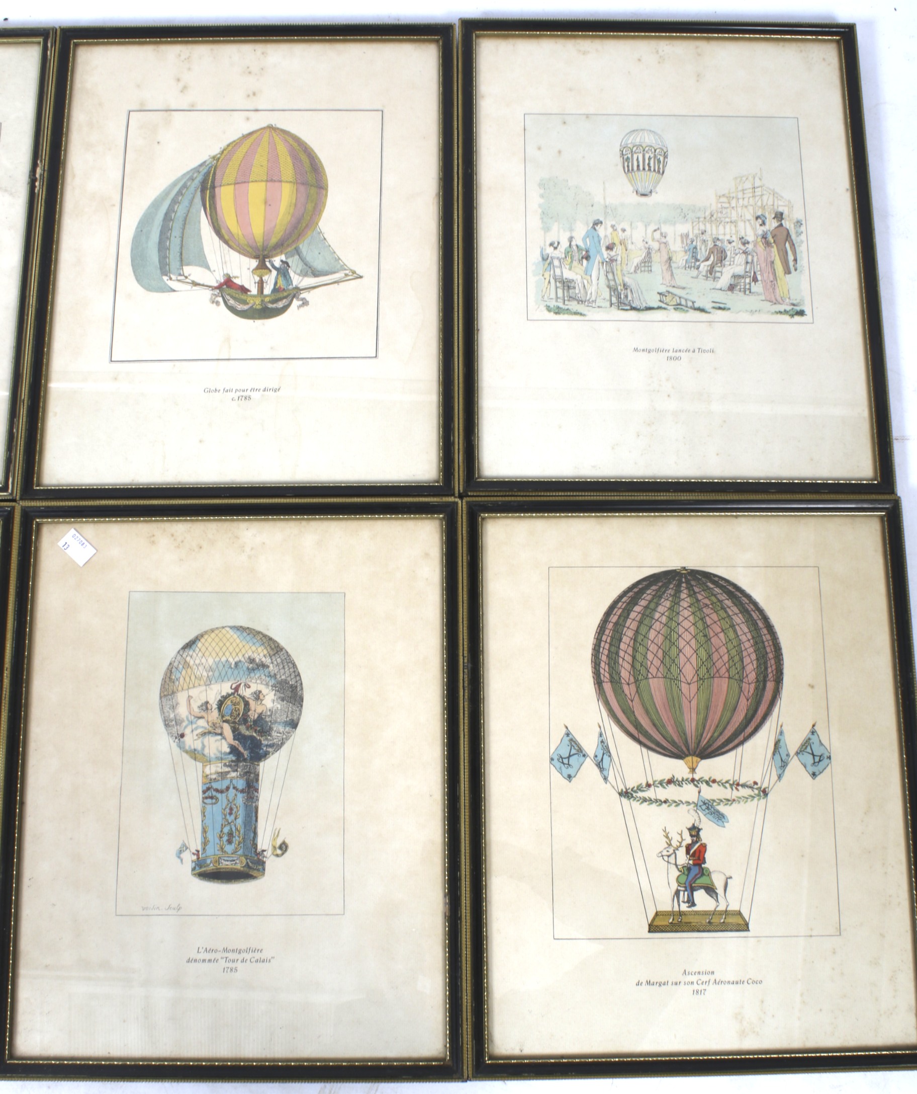 Hot air balloon interest, set of eight coloured re print coloured prints. Framed and glazed. - Image 3 of 3