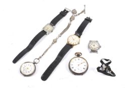 A collection of wrist and pocket watches. To include a Swiss .