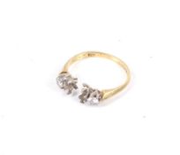 A vintage 18ct gold and diamond three stone ring mount.