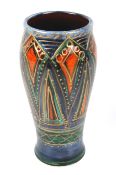 An Anita Harris signed studio pottery 'Aztec' vase. 'Trial piece'. H17.