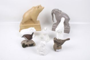 A collection of Poole Pottery animals and birds. Including two 'Studio' pieces(elephant and a bear).