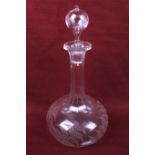 A Victorian Fernware glass decanter.