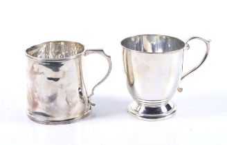 Two silver christening mugs.