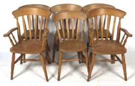 Six pine kitchen chairs.