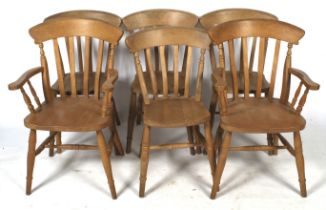 Six pine kitchen chairs.