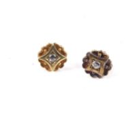 A pair of Victorian gold and small old-cut diamond stud earrings, costume jewellery and watches.