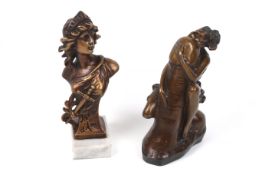Two Art Nouveau style bronze effect figures.