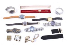 A collection of mostly gentleman's bracelet and wrist watches and three lady's watches.