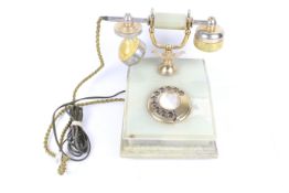 A vintage BT Verona alabaster rotary cradle telephone.