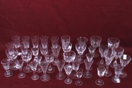 An assortment of 18th century and later drinking glasses.