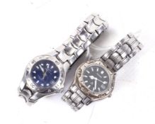 Two lady's stainless steel bracelet watches.