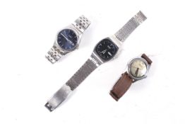 Three gentleman's stainless steel wrist and bracelet watches.