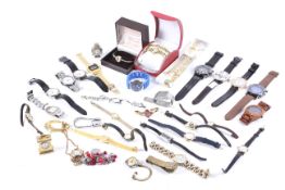 A collection of miscellaneous lady's and gentleman's wrist and bracelet watches and a few miniature