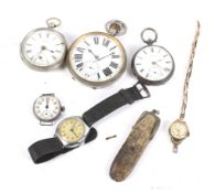 A Victorian silver cased open face pocket watch, circa 1879 and other items.