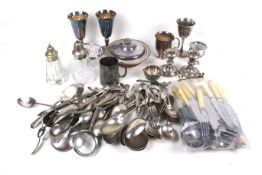 A collection of silver plate and other items.