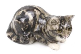A vintage Winstanley pottery seated tabby cat.
