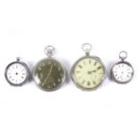 Four fob and pocket watches, one military issue.