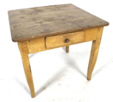 A vintage square top scumball glazed kitchen table.