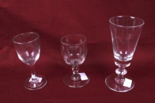 Three late 19th early 20th century wine glasses. Max.