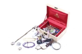 A collection of miscellaneous costume jewellery and wrist watches.