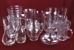 An assortment of contemporary clear glassware.