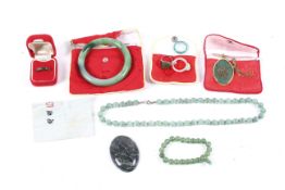 A collection of Chinese imitation-jade jewellery.