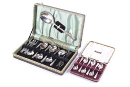 A set of six silver Hanovarian pattern coffee spoons.