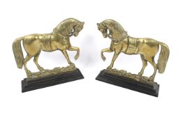 A pair of 20th century brass horses.