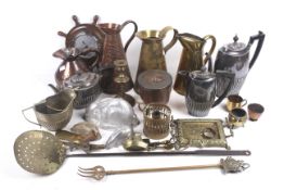 An assortment of vintage metalware.