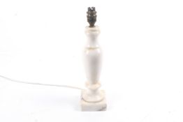 A 20th century white marble table lamp base.