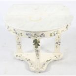 A marble top demilune side table.