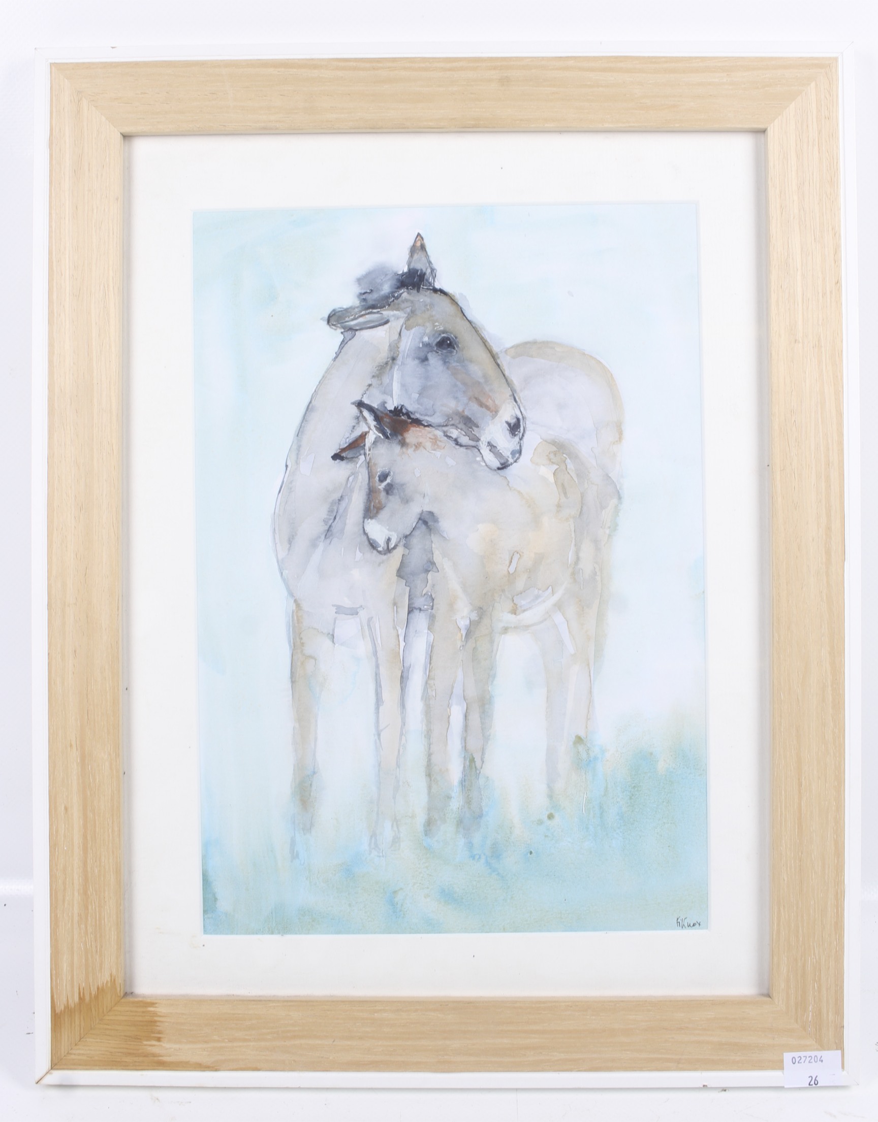 A contemporary watercolour of two donkeys. - Image 2 of 2