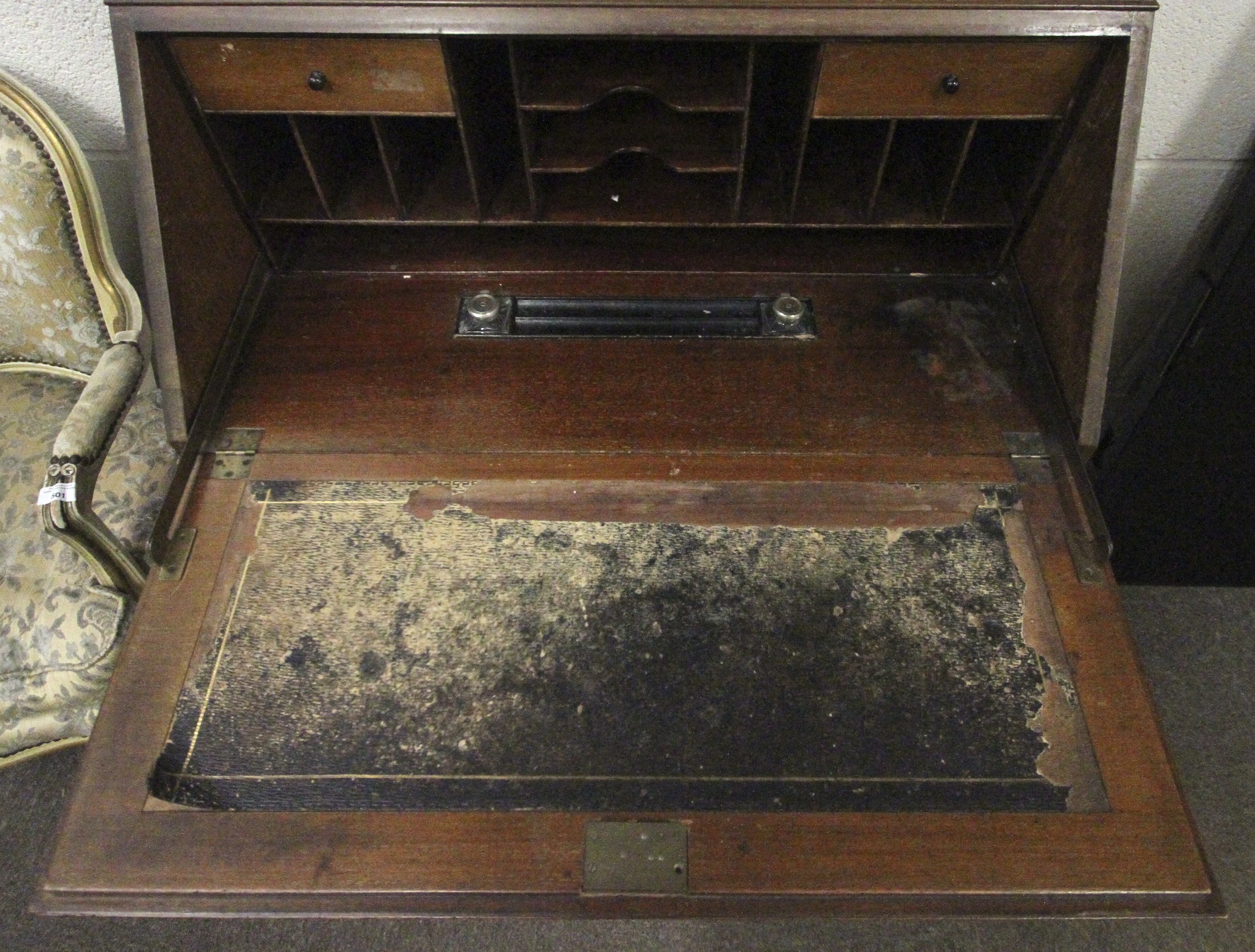 An early 20th century wooden bureau fitted with a display cabinet above. - Image 2 of 2