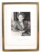 Margaret Thatcher - signed black and white photograph. Framed and glazed.