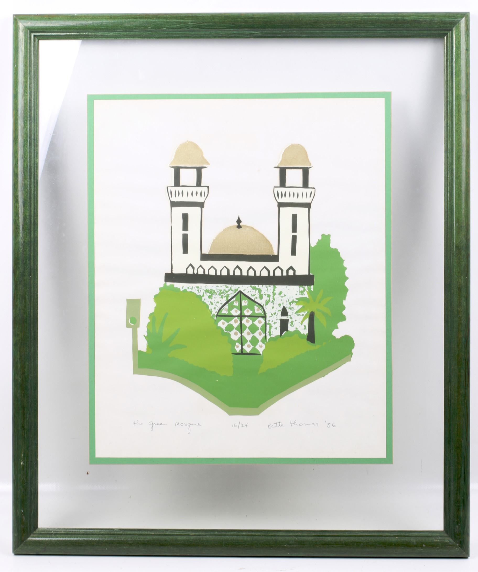 Bette Thomas, limited edition signed print, 'The Green Mosque'. - Image 2 of 3