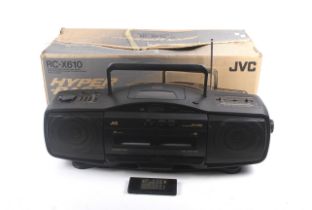 A JVC Hyper-Bass Sound remote controlled CD player.