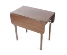 A Victorian mahogany drop-leaf side table. With a single drawer, on square tapered legs, H70.