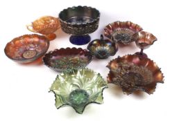 A collection of vintage moulded carnival glass.