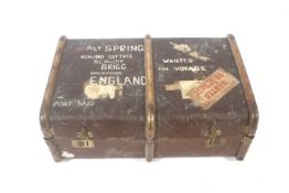 A 20th century vintage travelling trunk belonging to Lieutenant Spring.