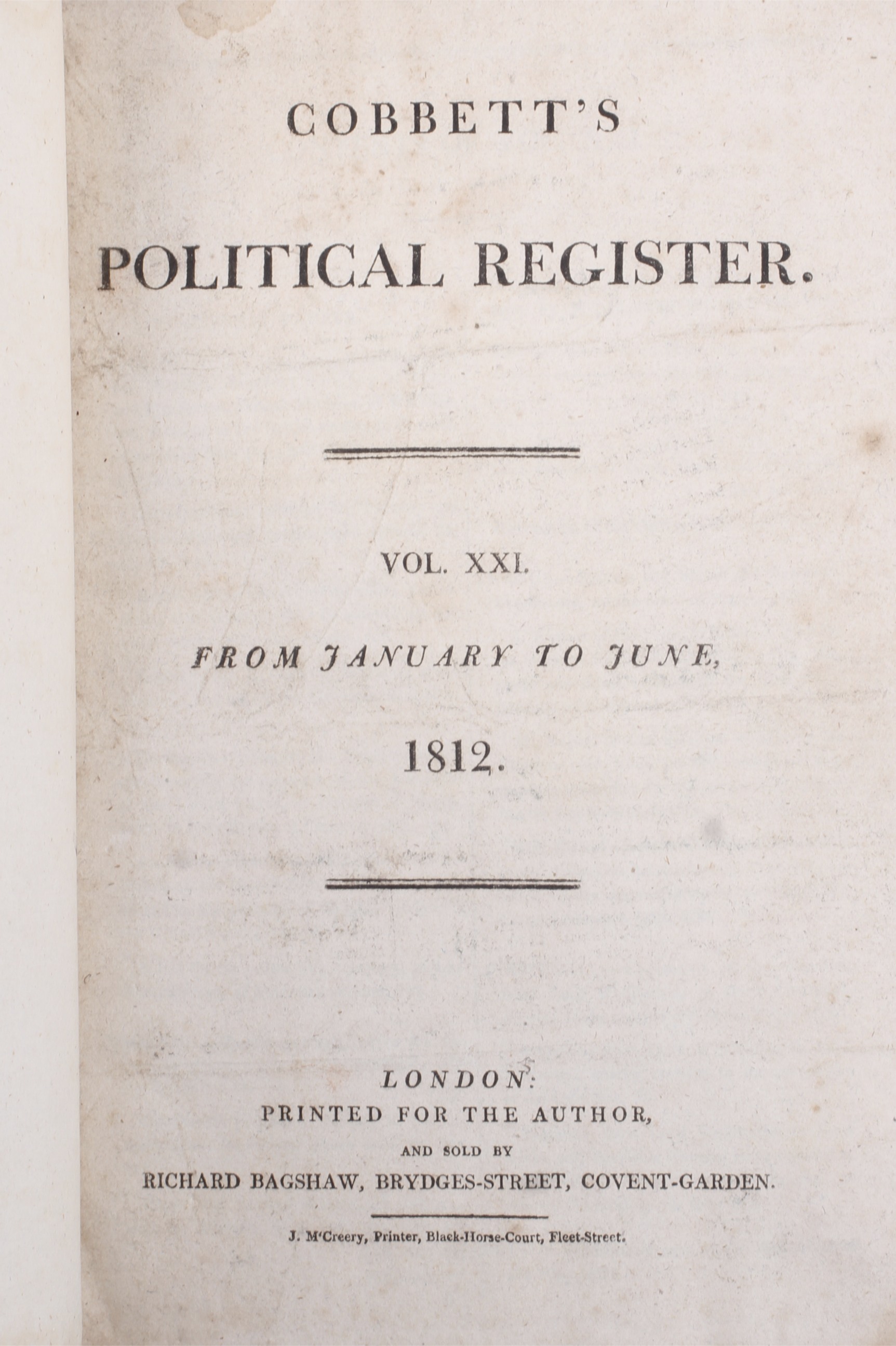 Antique Book - Cobbett's Political Register. - Image 2 of 2